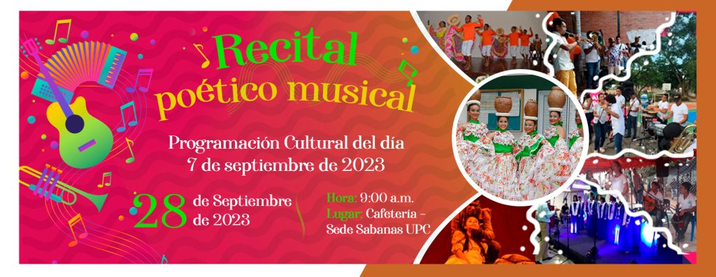 Banner Convocatoria Programación cultural mes de septiembre de 2023, titulada “RECITAL POETICO MUSICAL”