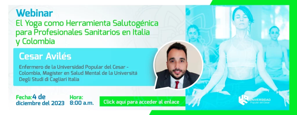 Banner Webinar "El Yoga como Herramienta Salutogénica para Profesionales Sanitarios en Italia y Colombia"