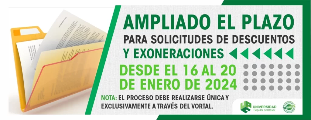 Banner AMPLIACIÓN DE PLAZO PARA SOLICITUD DE DESCUENTOS