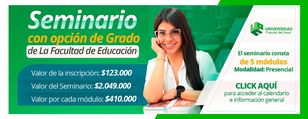 Banner Seminario con opción de grado de la facultad de educación