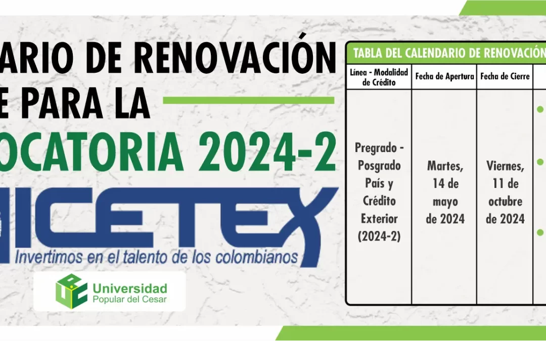 CALENDARIO DE RENOVACIÓN VIGENTE PARA LA CONVOCATORIA 2024-2