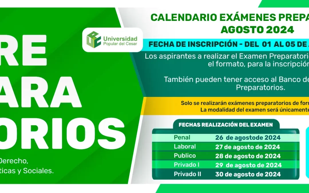 CALENDARIO EXÁMENES PREPARATORIOS AGOSTO 2024 