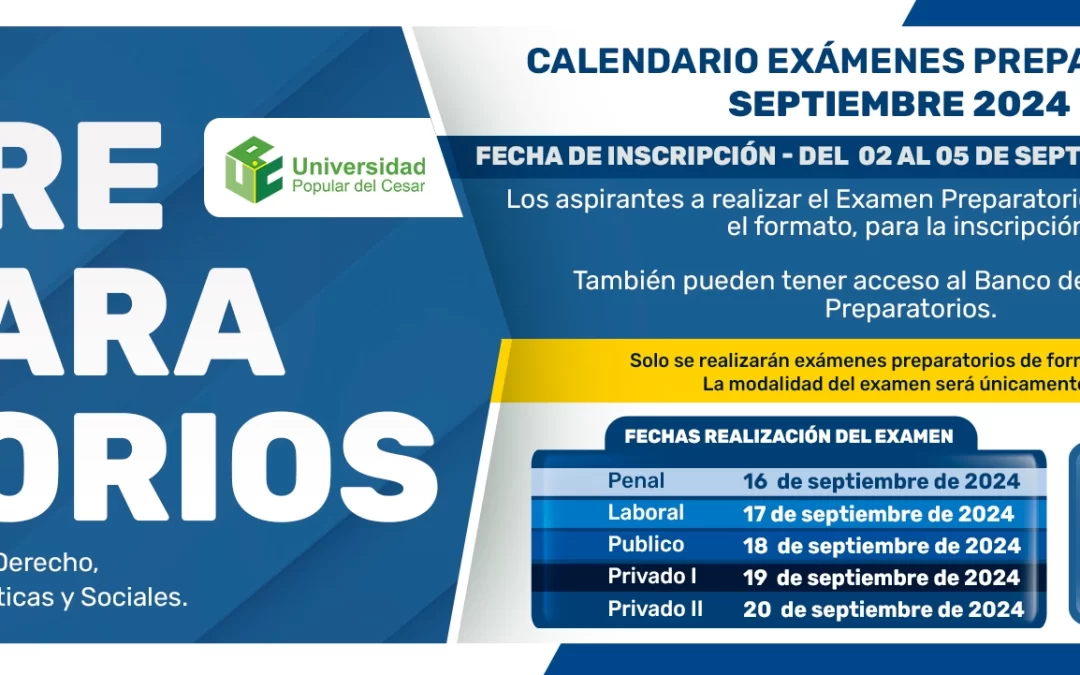 CALENDARIOS EXÁMENES PREPARATORIOS SEPTIEMBRE 2024