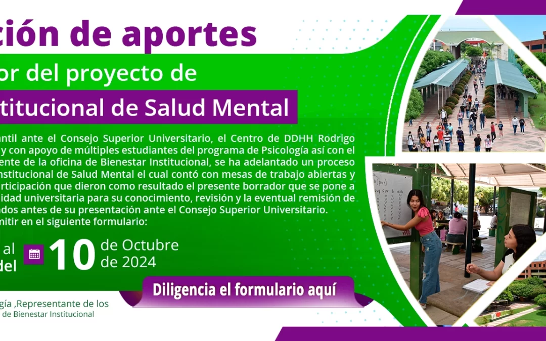 RECEPCIÓN DE APORTES AL BORRADOR DEL PROYECTO DE POLÍTICA INSTITUCIONAL DE SALUD MENTAL