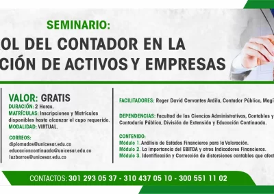 SEMINARIO EL ROL DEL CONTADOR EN LA VALORIZACIÓN DE ACTIVOS Y EMPRESAS