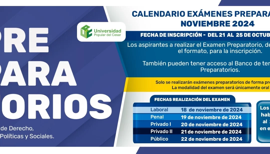 CALENDARIO EXÁMENES PREPARATORIOS NOVIEMBRE 2024