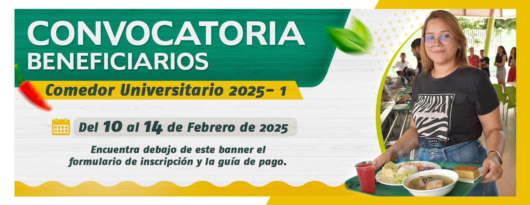 Convocatoria beneficiarios del comedor y restaurante de la Universidad Popular del Cesar 2025-1