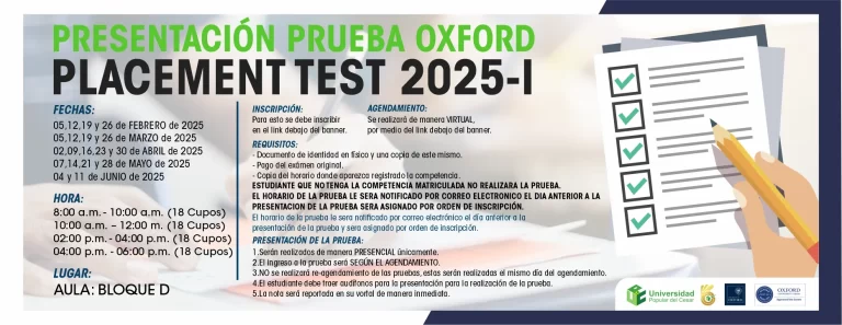 Presentación de la prueba Oxford Placement Test 2025-I