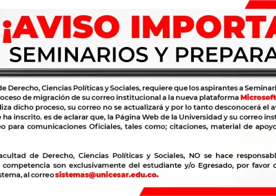 ¡AVISO IMPORTANTE! SEMINARIOS Y PREPARATORIOS